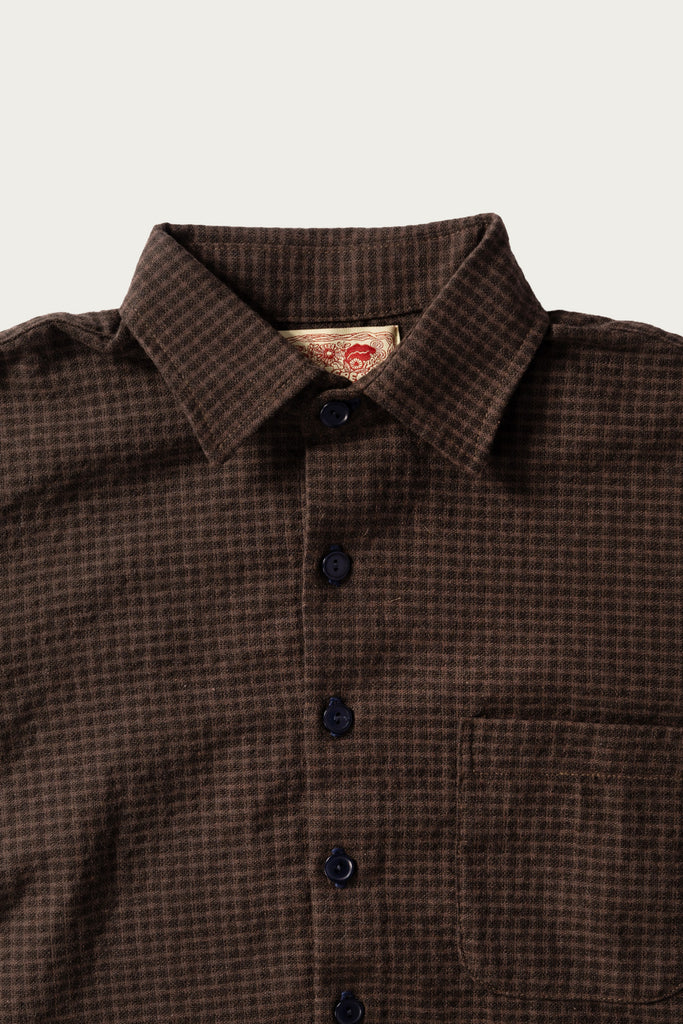 Monostereo - Wooly Gingham One Pocket Shirt - Brown - Canoe Club