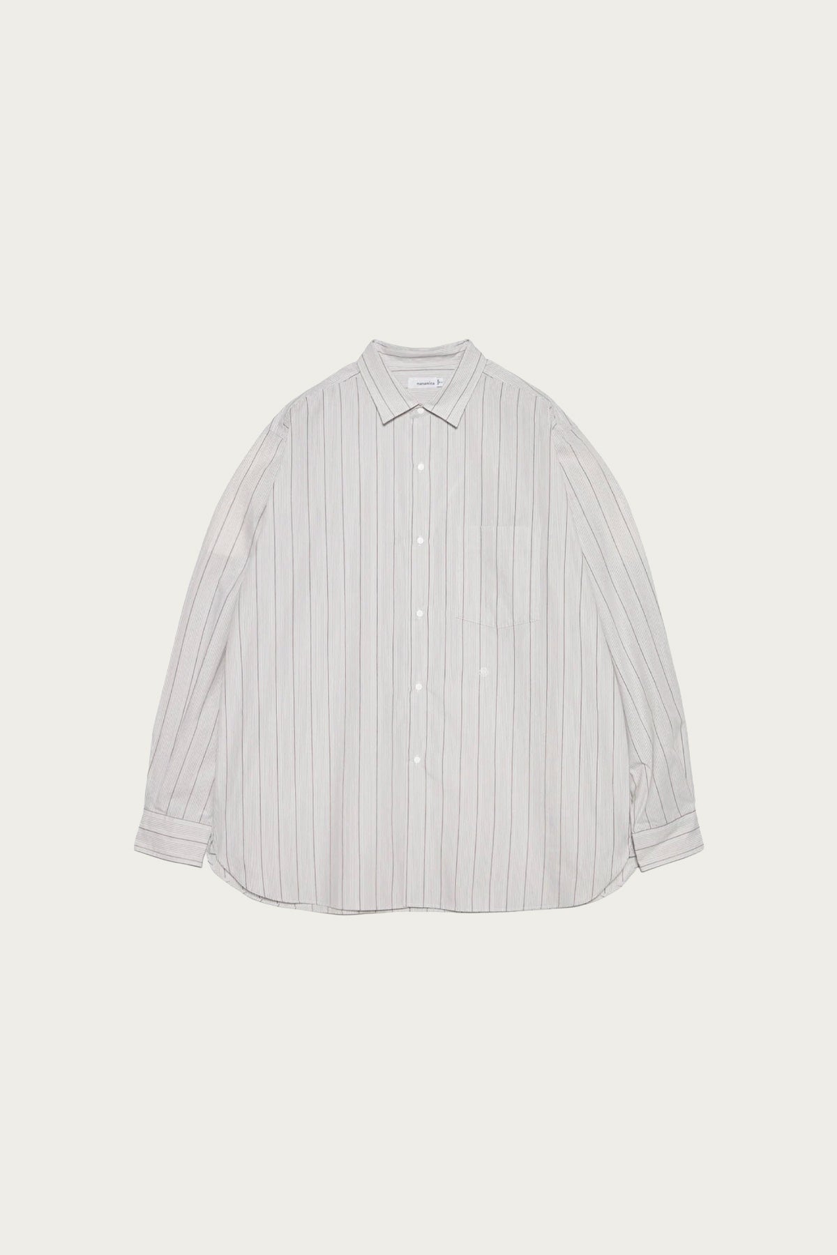 シャツ nanamica RegularCollar Stripe Wind Shirt Nanamica Regular Collar Stripe Wind Shirt | Grey | Canoe Club