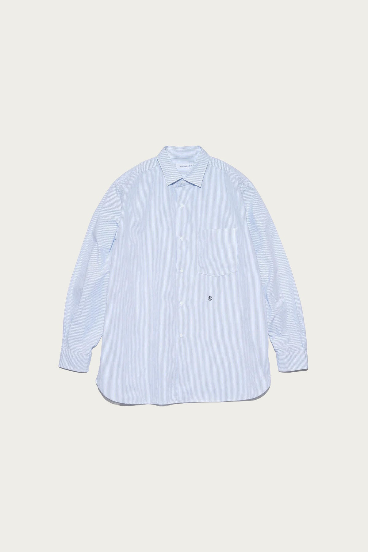 Nanamica Regular Collar Stripe Wind Shirt | Sax | Canoe Club