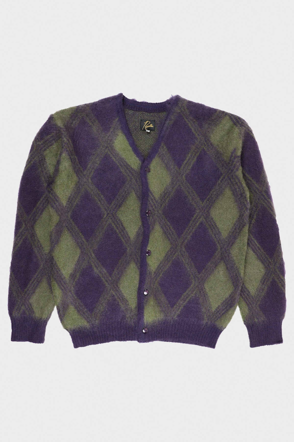 Needles - Argyle Mohair Cardigan - Purple - Canoe Club