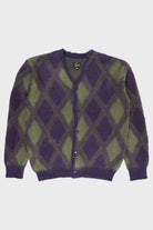 Needles - Argyle Mohair Cardigan - Purple - Canoe Club