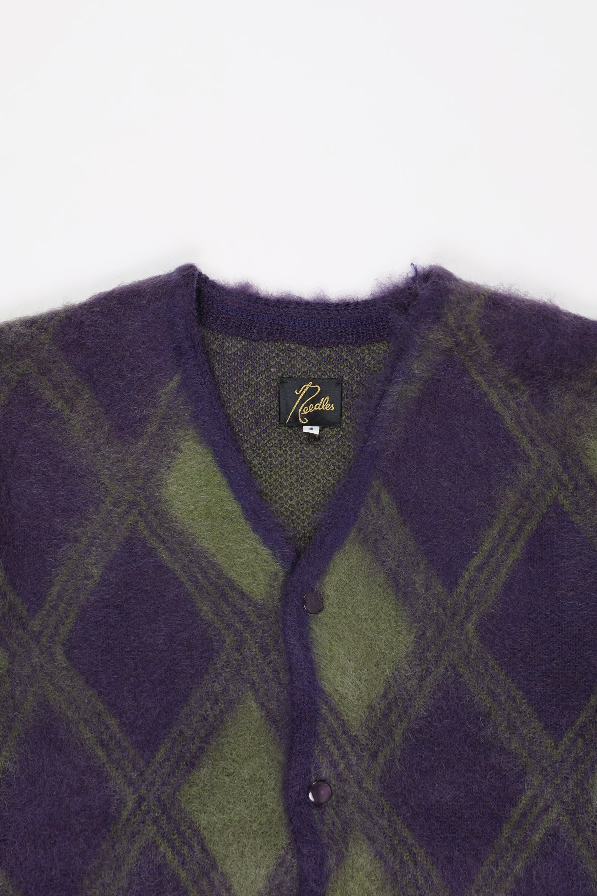 Needles Argyle Mohair Cardigan | Purple | Canoe Club
