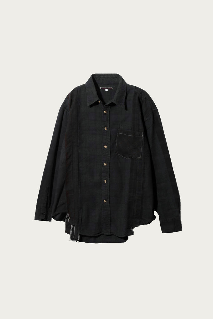 Needles - Flannel Shirt/Overdyed 7 Cut Shirt - Black - Canoe Club