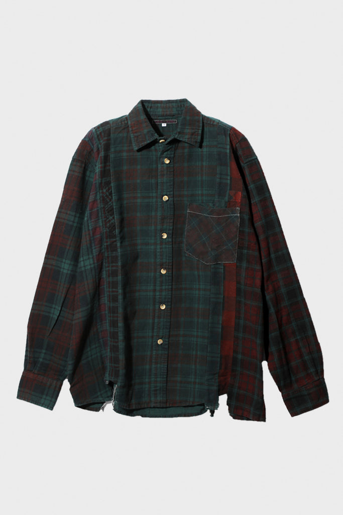 Needles - Flannel Shirt/Overdyed 7 Cut Shirt - Green - Canoe Club
