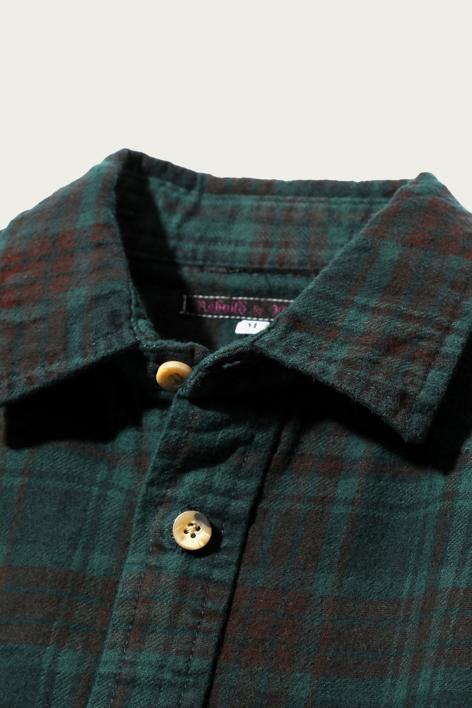 Needles - Flannel Shirt/Overdyed 7 Cut Shirt - Green - Canoe Club