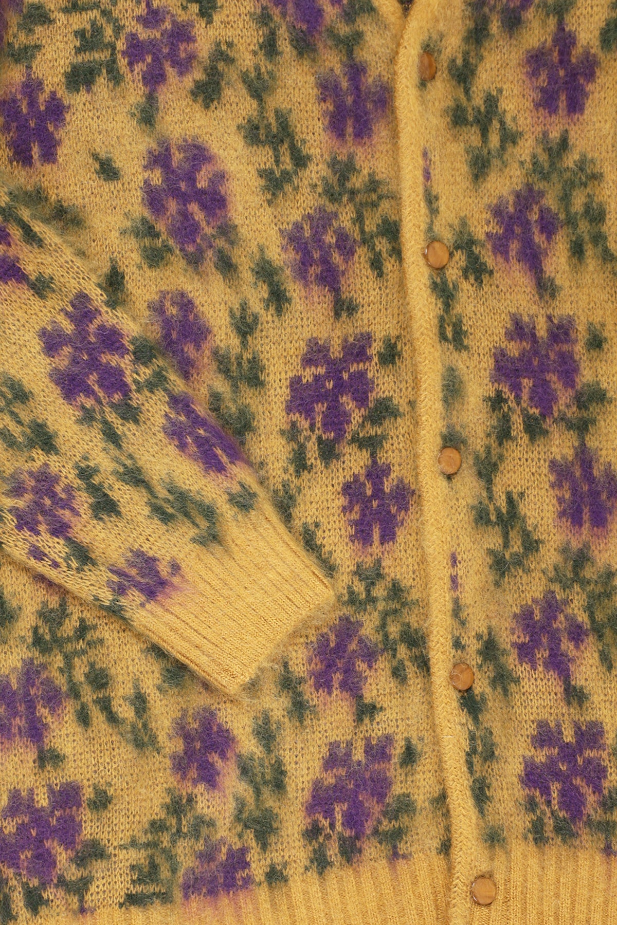 Needles Flower Mohair Cardigan | Yellow | Canoe Club