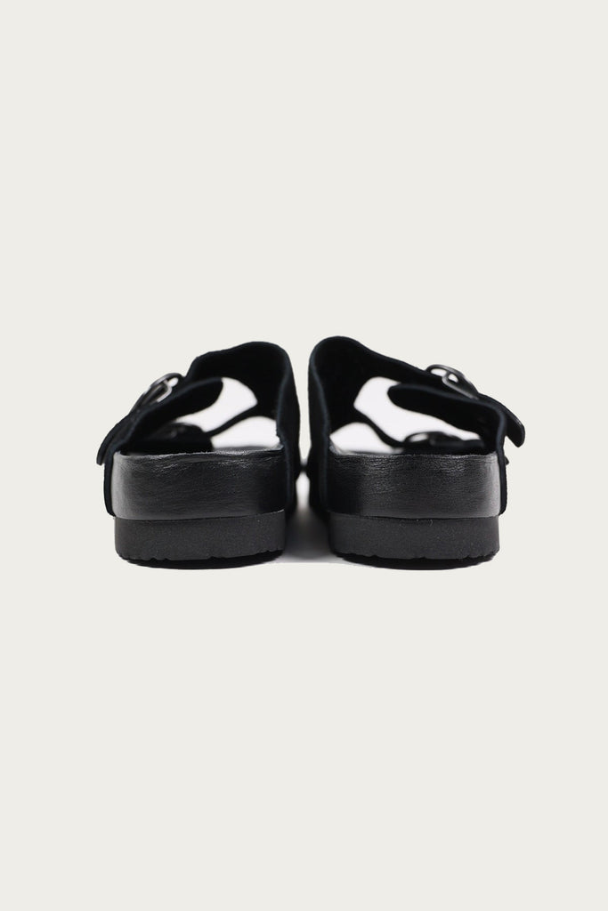 Needles - Suede Leather Double Strap Sandal - Black - Canoe Club