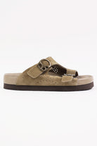 Needles - Suede Leather Double Strap Sandal - Taupe - Canoe Club