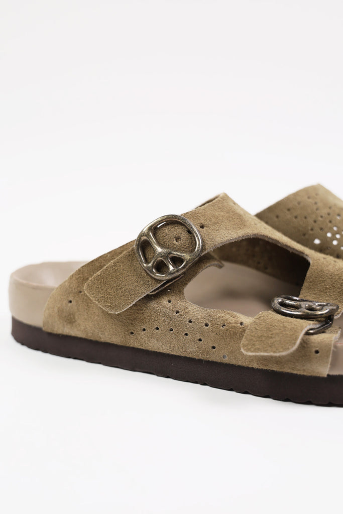 Needles - Suede Leather Double Strap Sandal - Taupe - Canoe Club