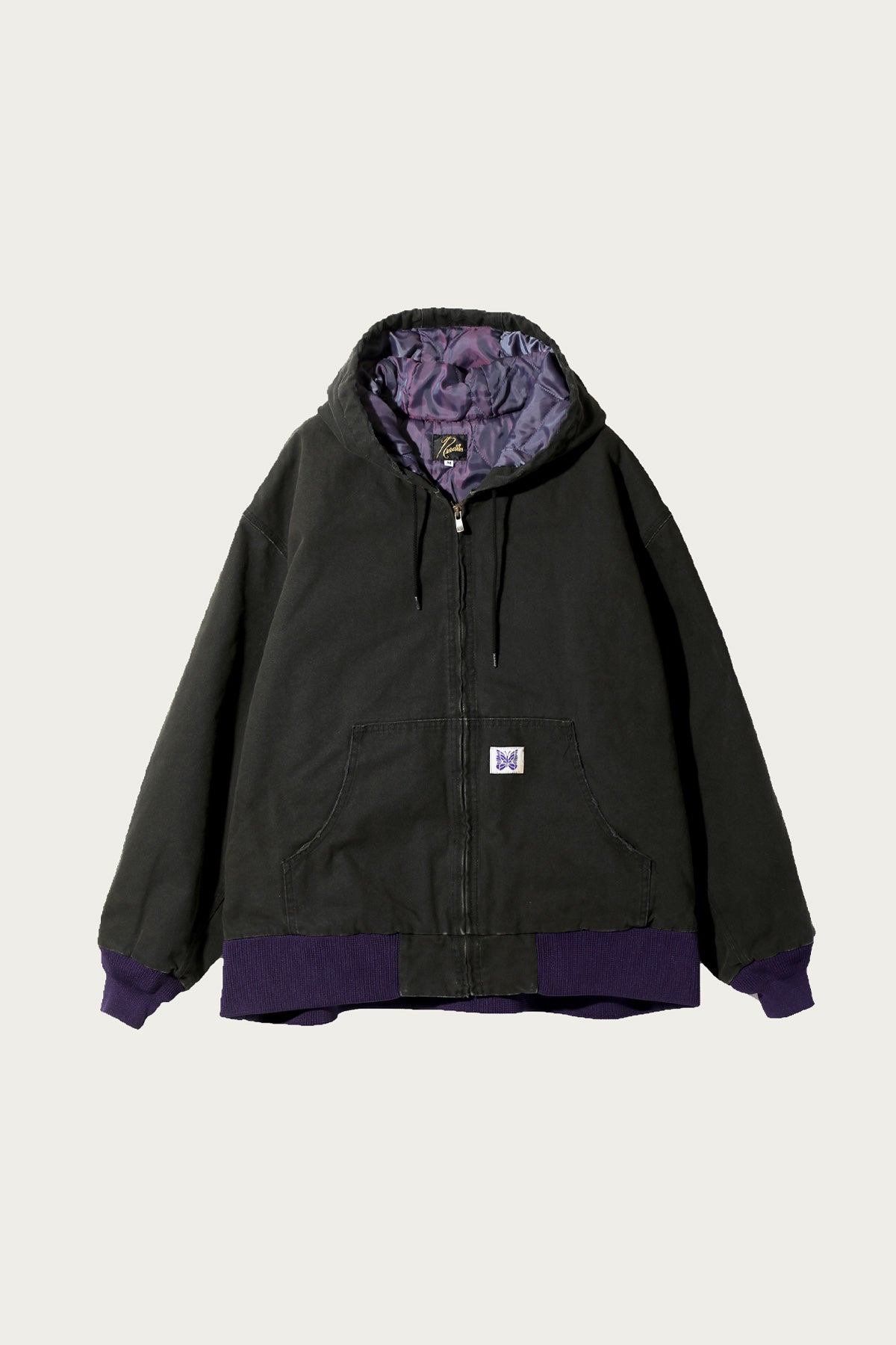Needles - Zipped Work Hoodie - Black 11oz Cotton Oxford - Canoe Club