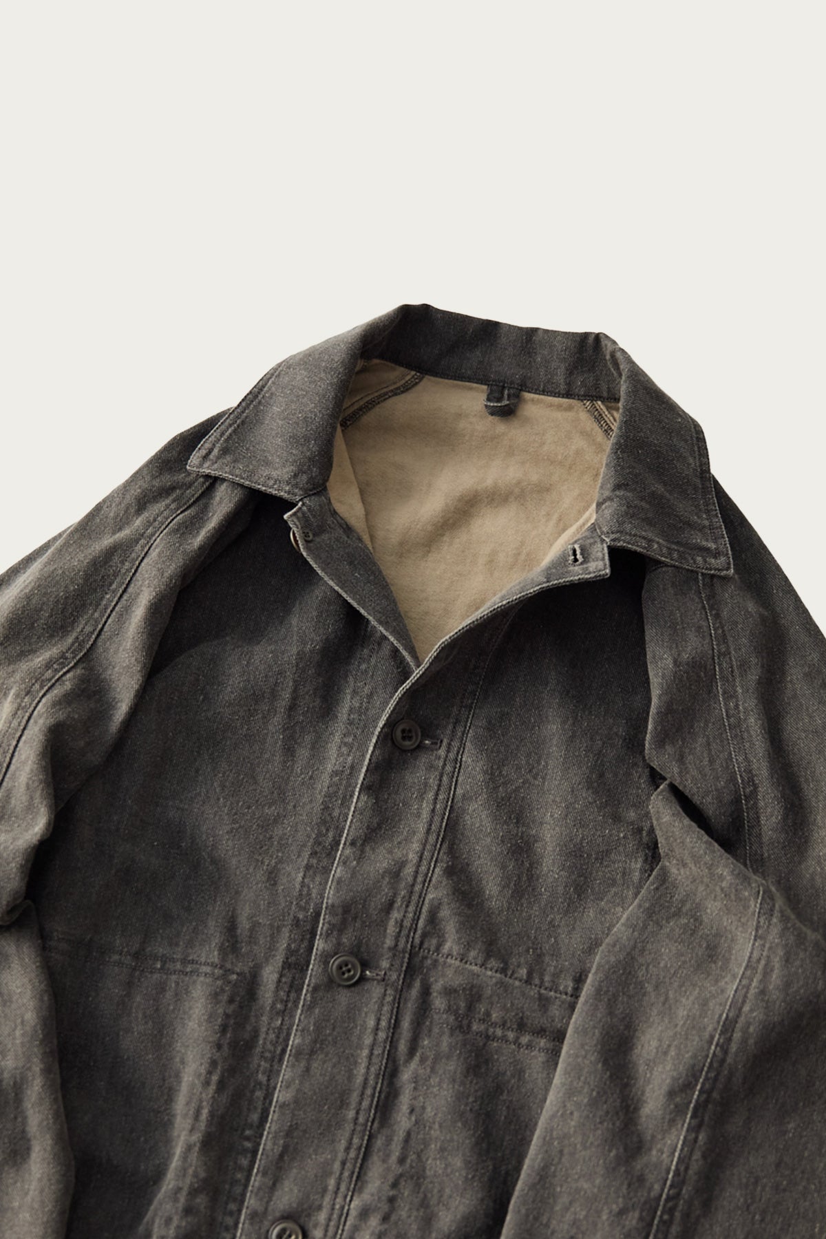 CONFECT - Cotton Linen Pigment Coated Blouson - Ink Black - Canoe Club