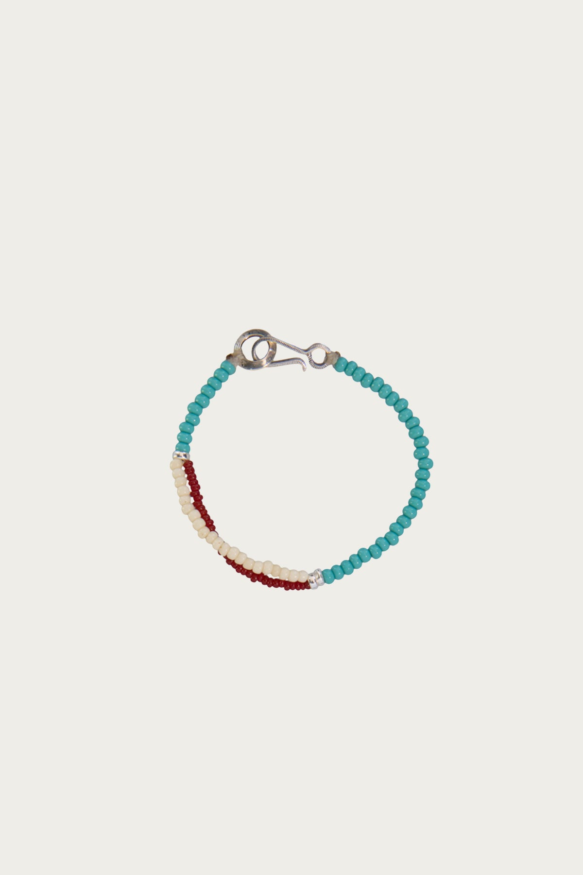 North Works - Deadstock Glass Bead Bracelet - Turquoise/Cream - Canoe Club