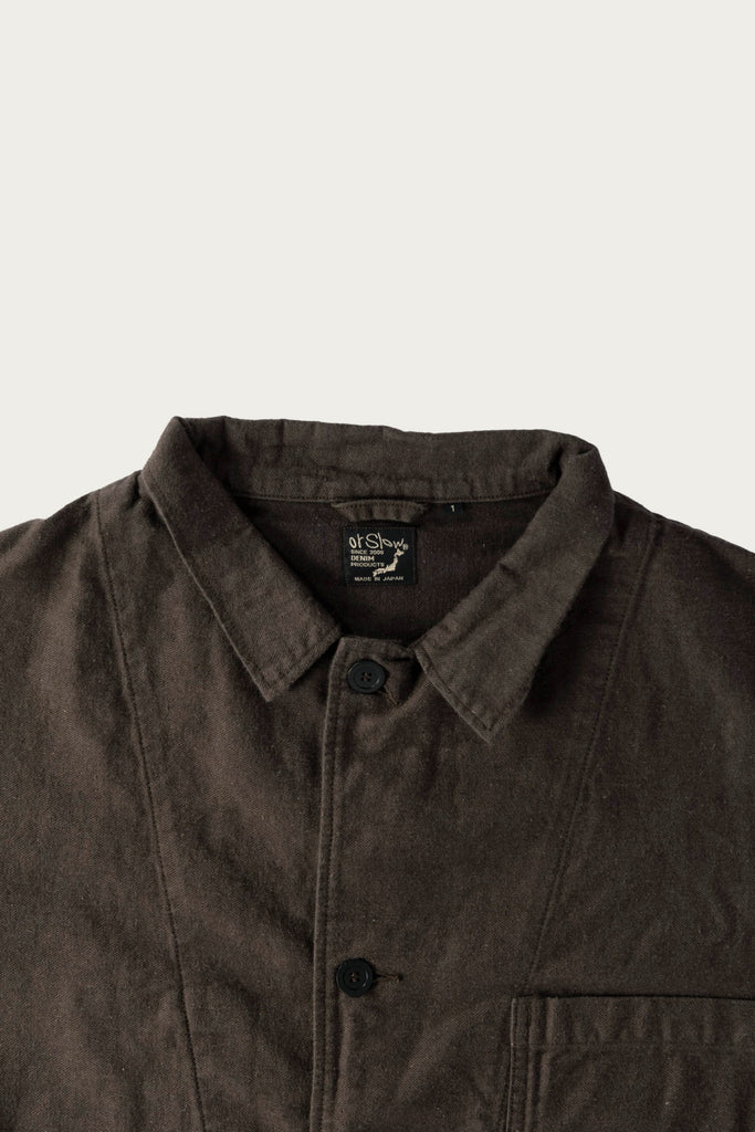 orSlow - Cotton Linen Moleskin Relax Fit Simple Work Jacket - Charcoal Grey - Canoe Club