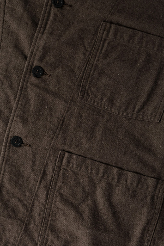 orSlow - Cotton Linen Moleskin Relax Fit Simple Work Jacket - Charcoal Grey - Canoe Club