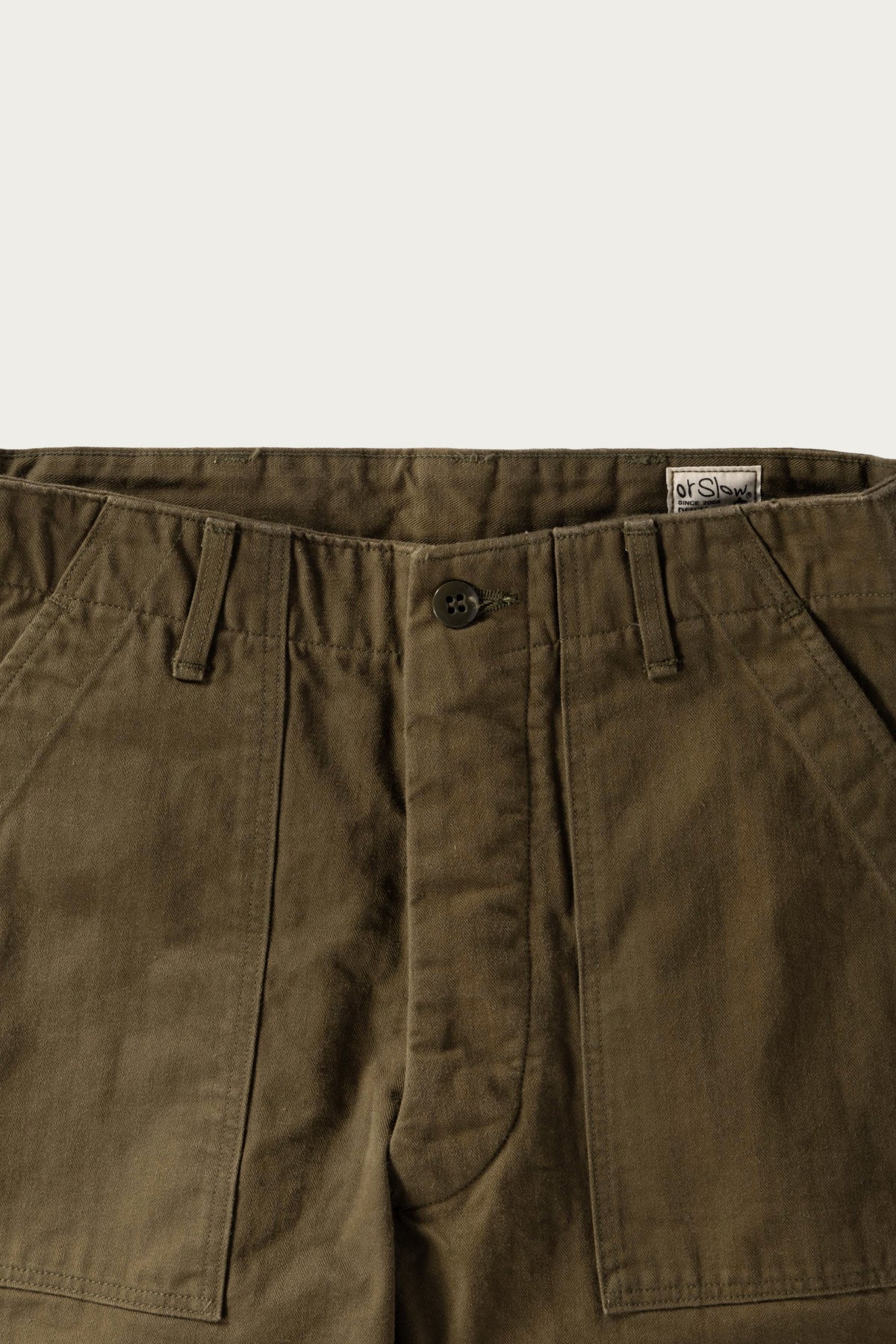 orSlow - Herringbone Vintage Fit Fatigue Pants - Army Green - Canoe Club