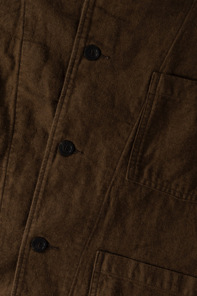 orSlow - Cotton Linen Moleskin Relax Fit Simple Work Jacket - Coffee Brown - Canoe Club