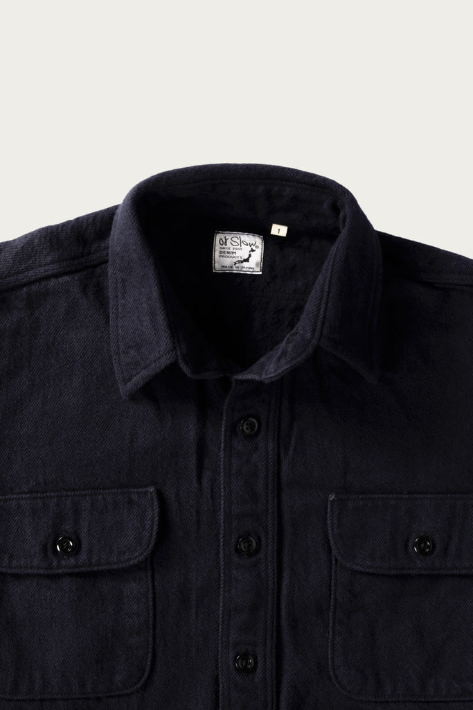 orSlow - Organic Cotton Relax Fit Flannel Shirt - Navy - Canoe Club