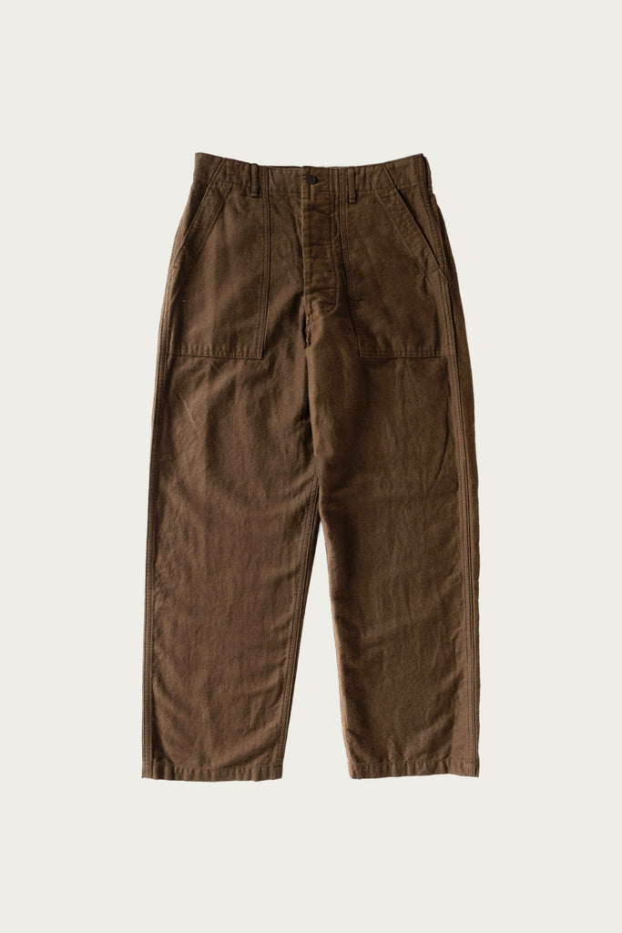 orSlow - Relax Fit Cotton Linen Moleskin Fatigue Pants - Coffee Brown - Canoe Club