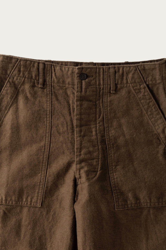 orSlow - Relax Fit Cotton Linen Moleskin Fatigue Pants - Coffee Brown - Canoe Club