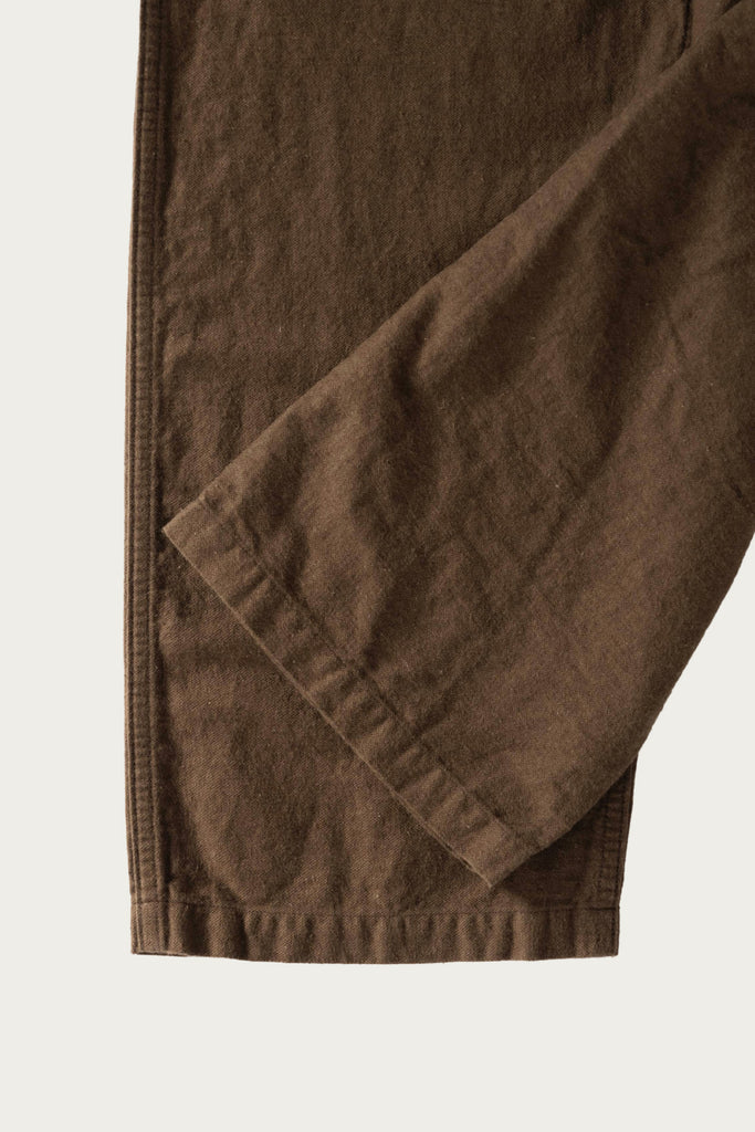 orSlow - Relax Fit Cotton Linen Moleskin Fatigue Pants - Coffee Brown - Canoe Club