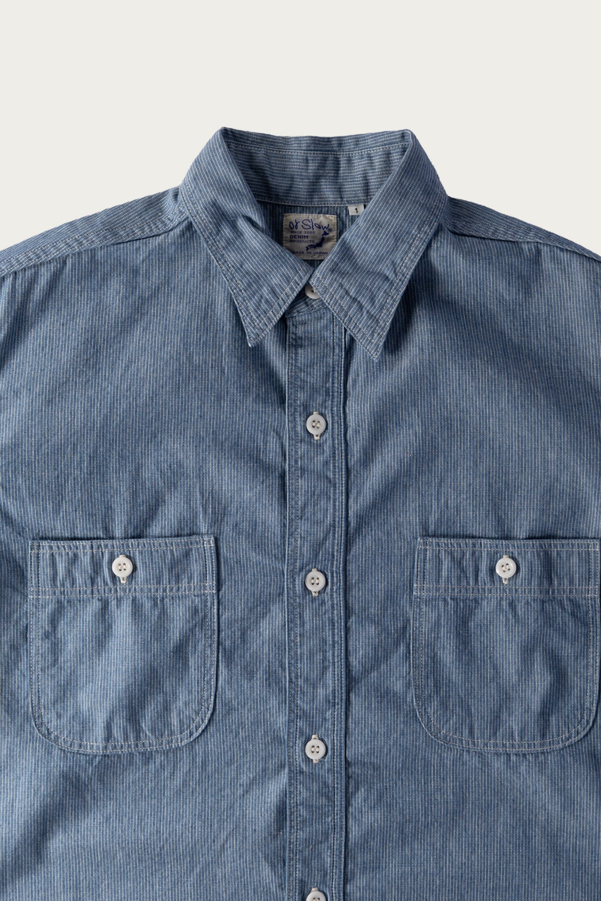 OrSlow Relax Fit Stripe Chambray Work Shirt | Hickory | Canoe Club