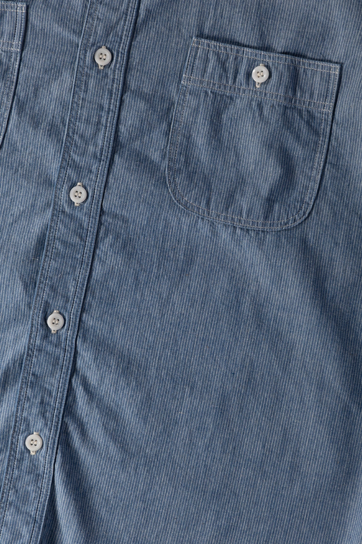 orSlow - Relax Fit Stripe Chambray Work Shirt - Hickory - Canoe Club