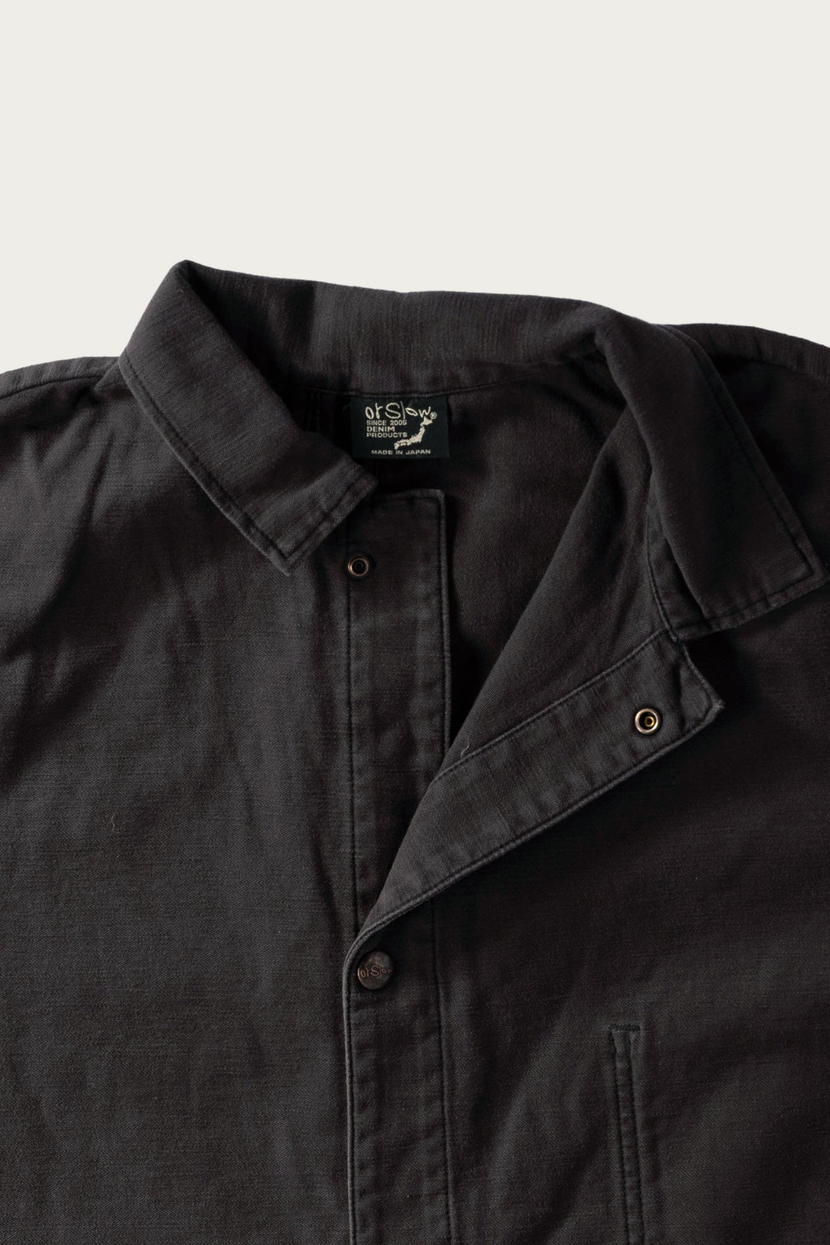 orSlow - Reverse Sateen Simple Work Coat Vintage Washed - Black - Canoe Club