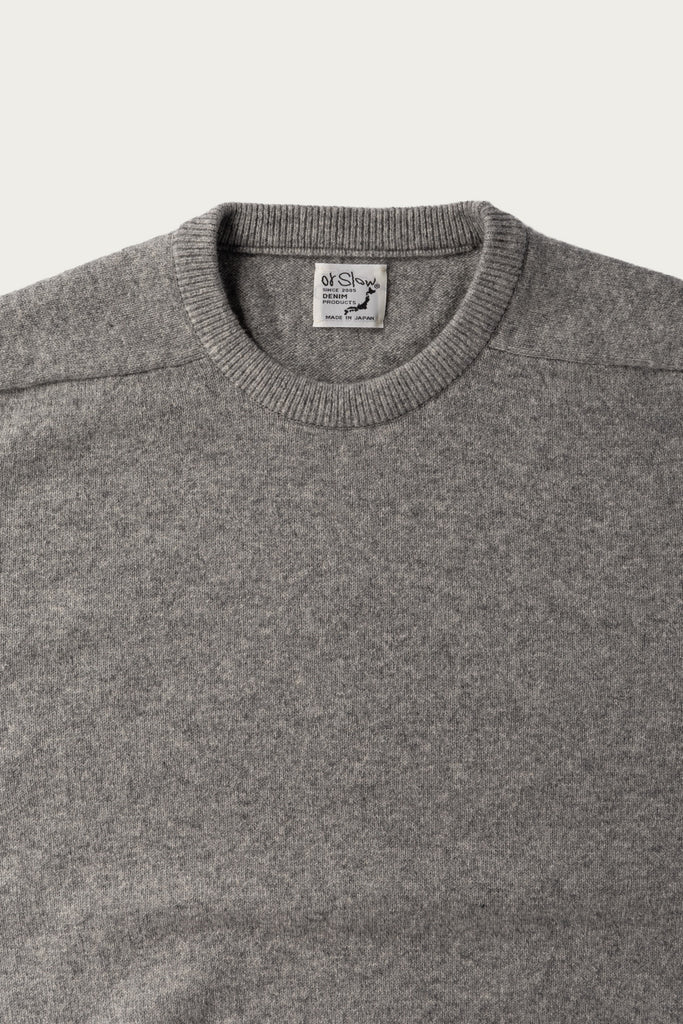 orSlow - Simple Crew Neck Sweater Crafted in Japan - Light Grey - Canoe Club