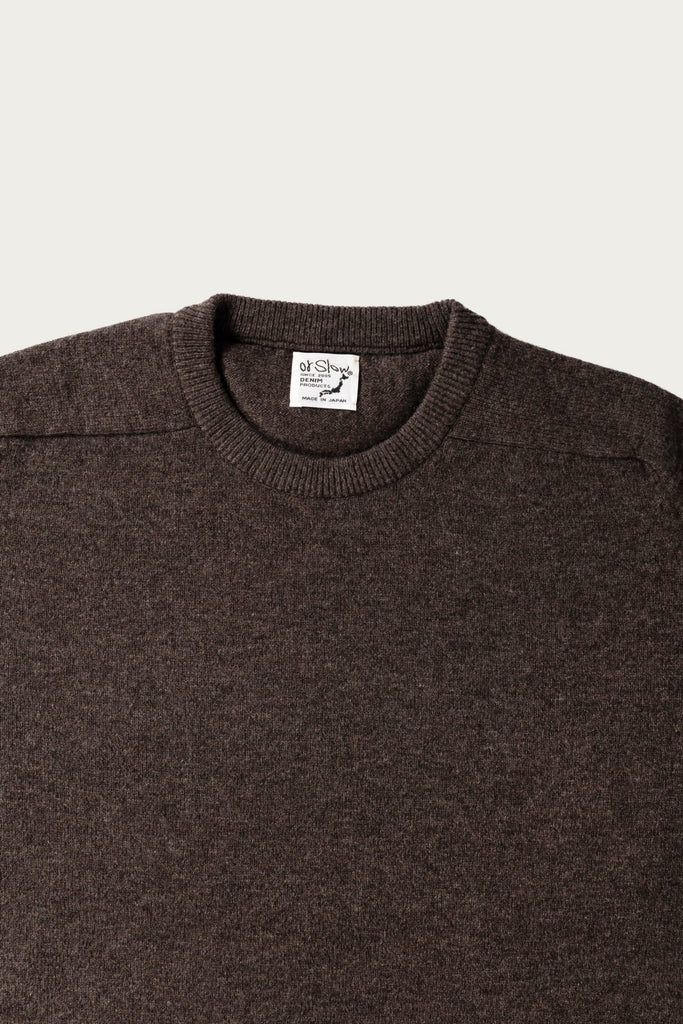 orSlow - Simple Crew Neck Sweater Crafted in Japan - Brown - Canoe Club