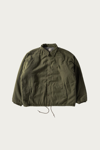 Vintage Washed Coach Jacket w/ Fleece Lining Dark Olive Canoe Club