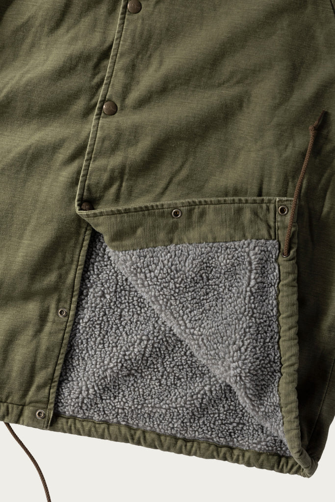 Vintage Washed Coach Jacket w/ Fleece Lining | Dark Olive | Canoe Club