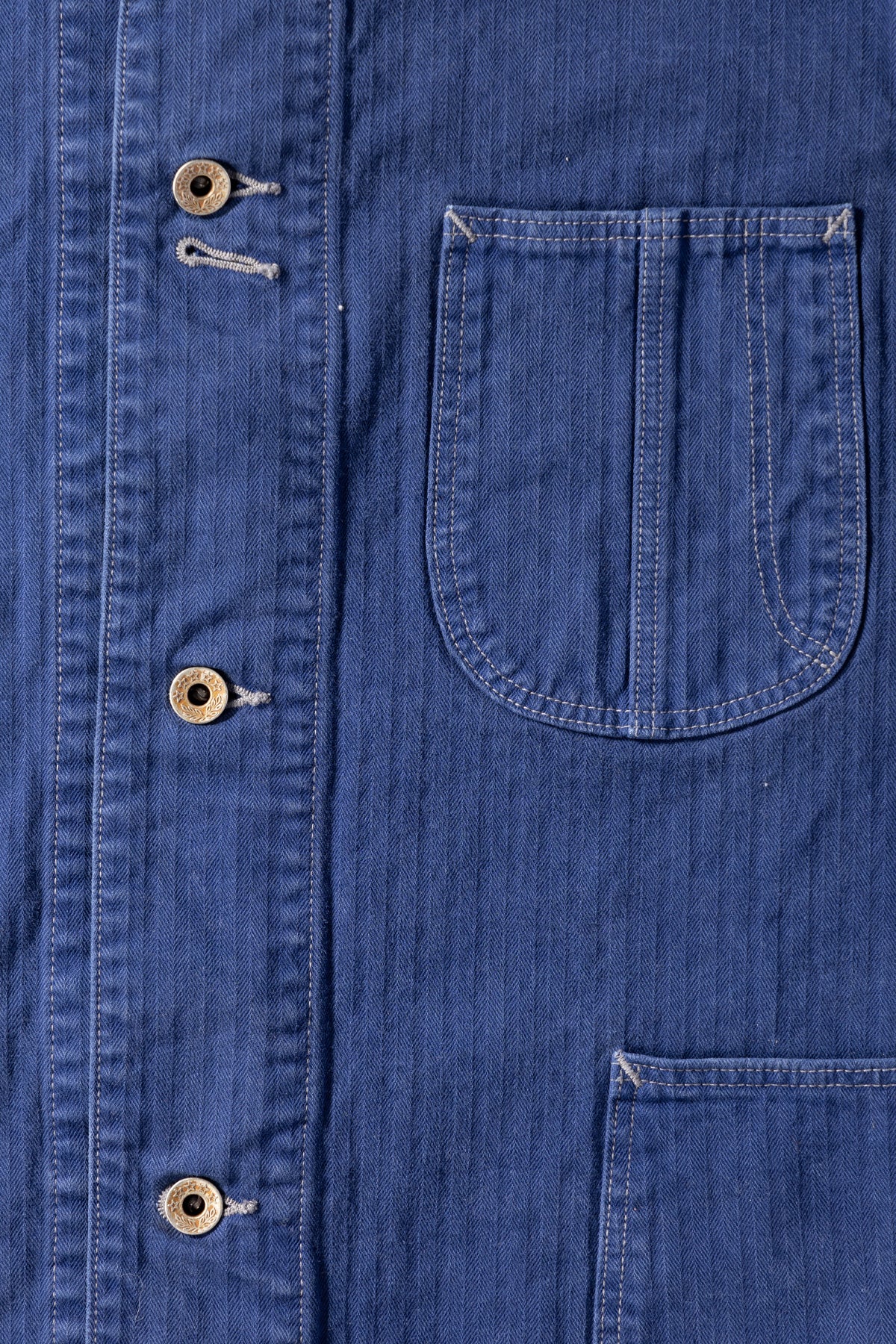 Canoe Club x orSlow - orSlow x Canoe Club 40s Coverall Jacket - French Blue Herringbone Twill - Canoe Club