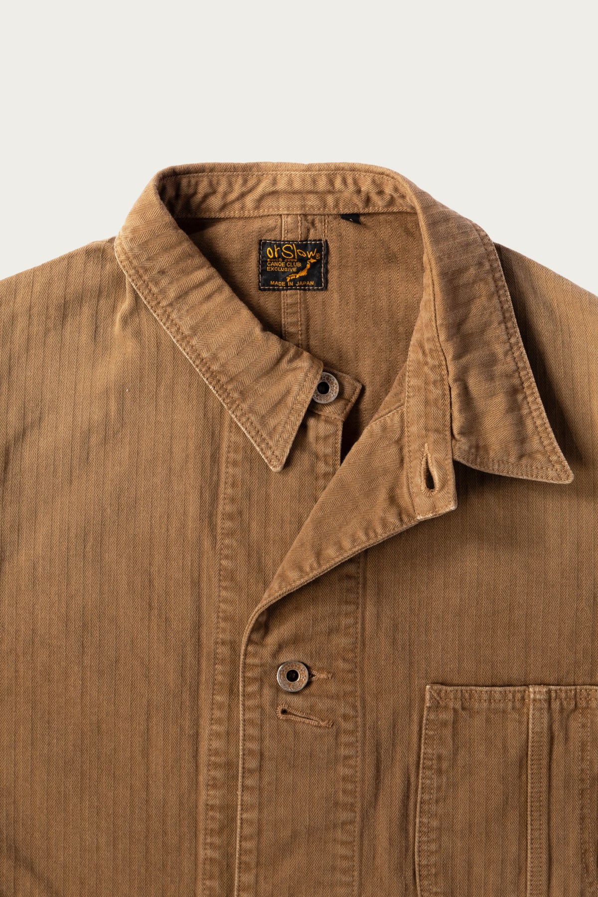 Canoe Club x orSlow - orSlow x Canoe Club 40's Coverall Jacket - Walnut Brown Herringbone Twill - Canoe Club