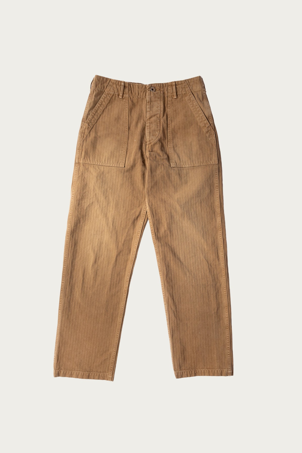 Canoe Club x orSlow - orSlow x Canoe Club Regular Fit Fatigue Pants - Walnut Brown Herringbone Twill - Canoe Club
