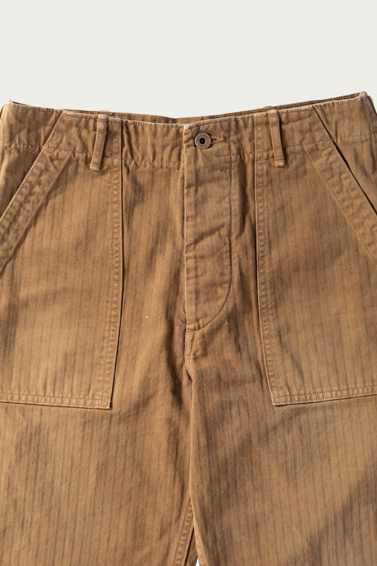Canoe Club x orSlow - orSlow x Canoe Club Regular Fit Fatigue Pants - Walnut Brown Herringbone Twill - Canoe Club