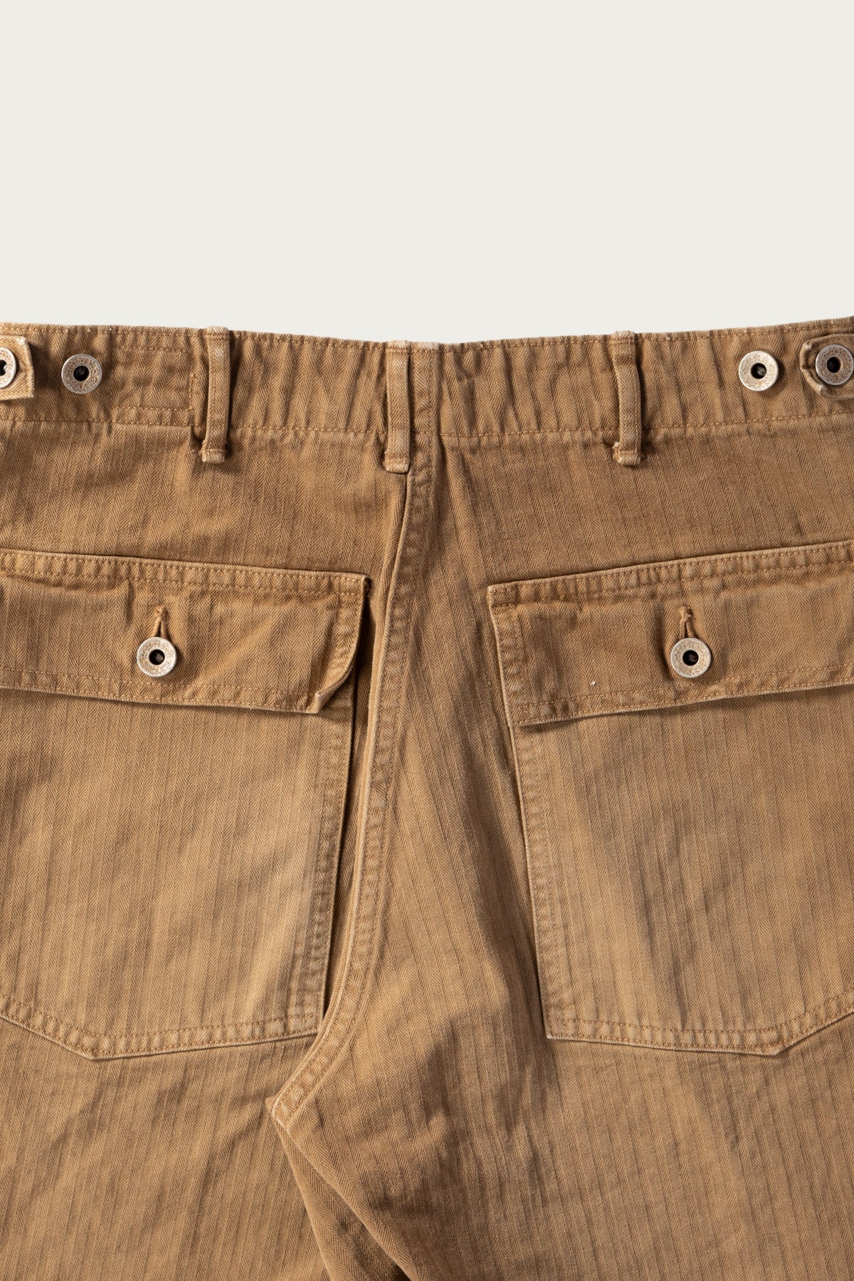 Canoe Club x orSlow - orSlow x Canoe Club Regular Fit Fatigue Pants - Walnut Brown Herringbone Twill - Canoe Club
