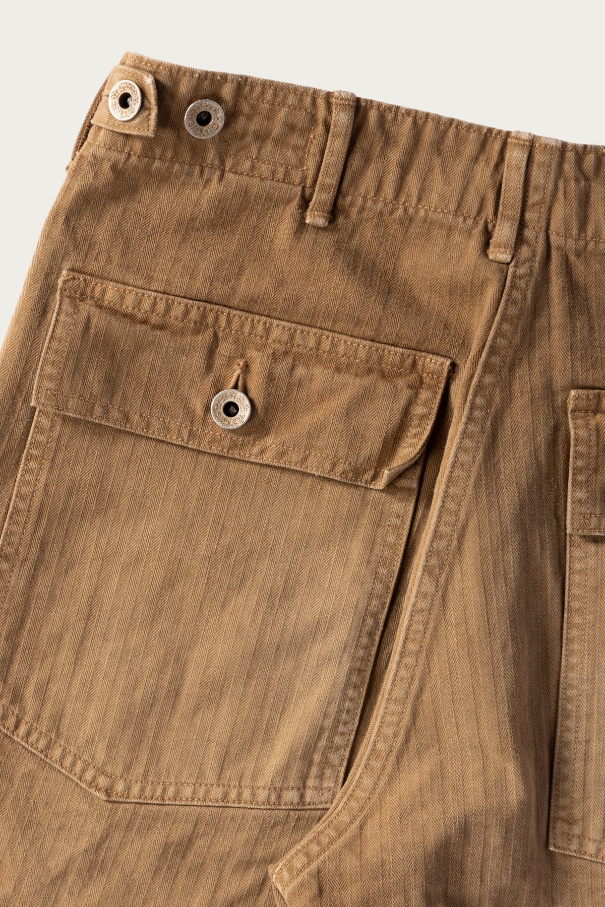 Canoe Club x orSlow - orSlow x Canoe Club Regular Fit Fatigue Pants - Walnut Brown Herringbone Twill - Canoe Club