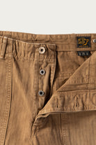 Canoe Club x orSlow - orSlow x Canoe Club Regular Fit Fatigue Pants - Walnut Brown Herringbone Twill - Canoe Club