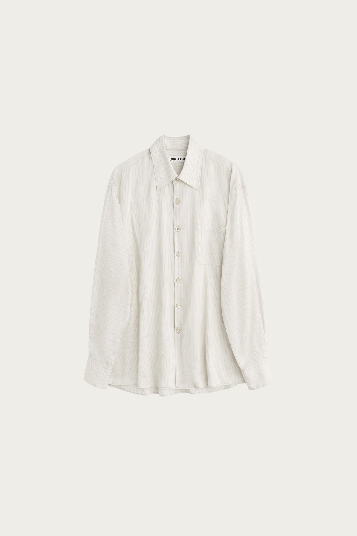Our Legacy - Above Shirt - Faded Bone Windstripe Lyocell - Canoe Club