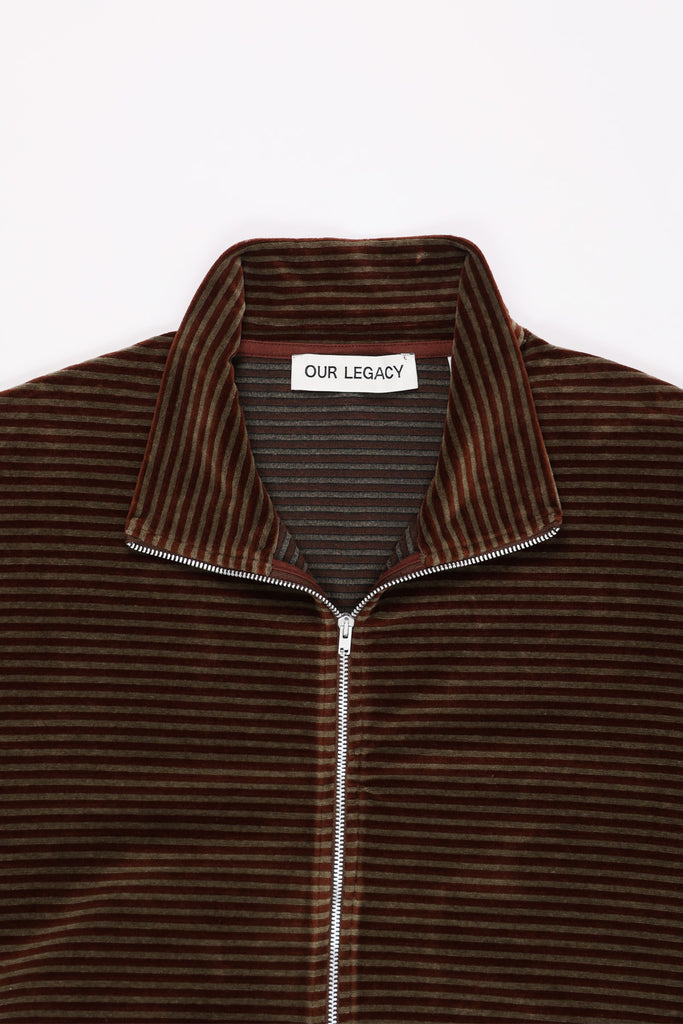 Our Legacy - Shrunken Fullzip Polo - Scoobie Stripe Velour - Canoe Club