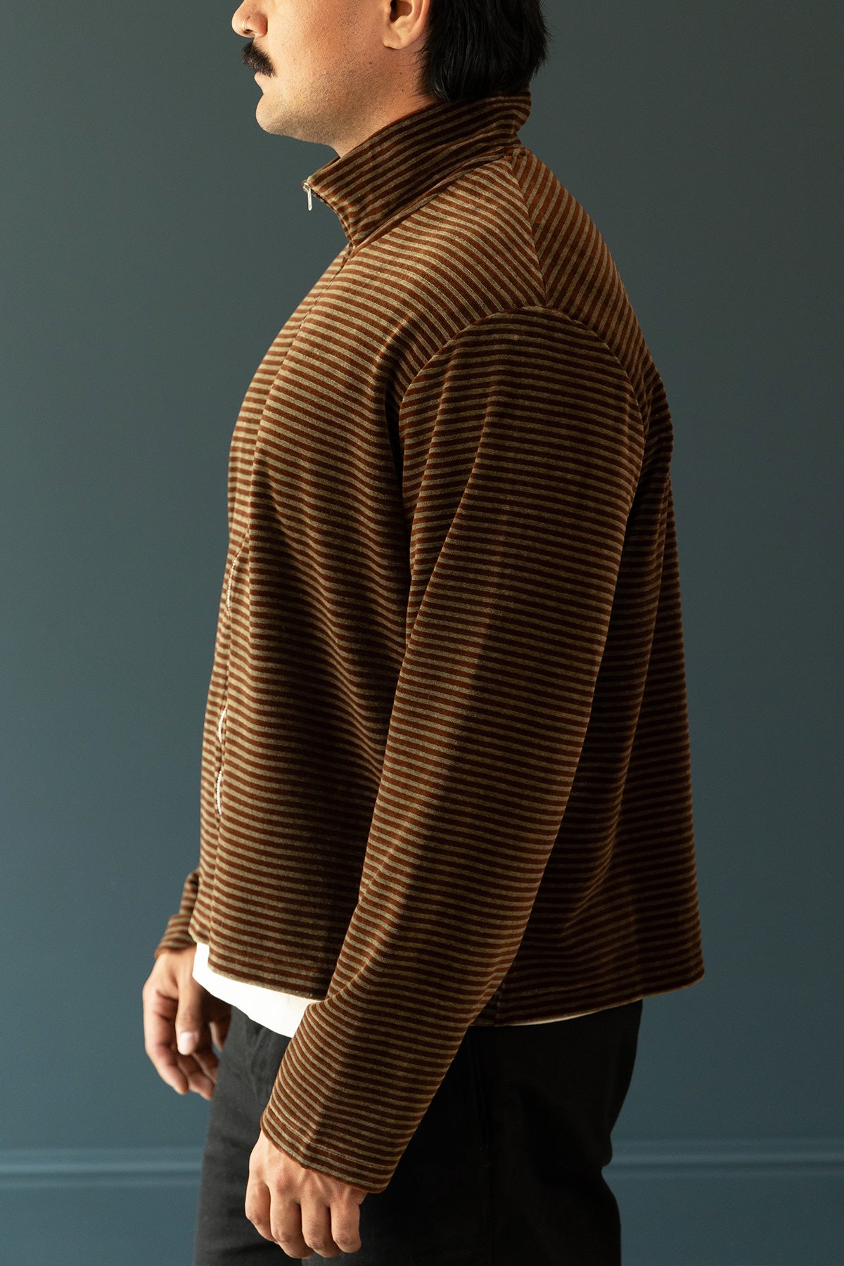 Our Legacy Shrunken Fullzip Polo | Scoobie Stripe Velour | Canoe Club