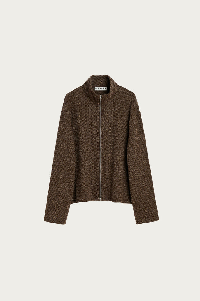 Our Legacy - Shrunken Full Zip Polo - Brown Sparse Buckle Weave - Canoe Club