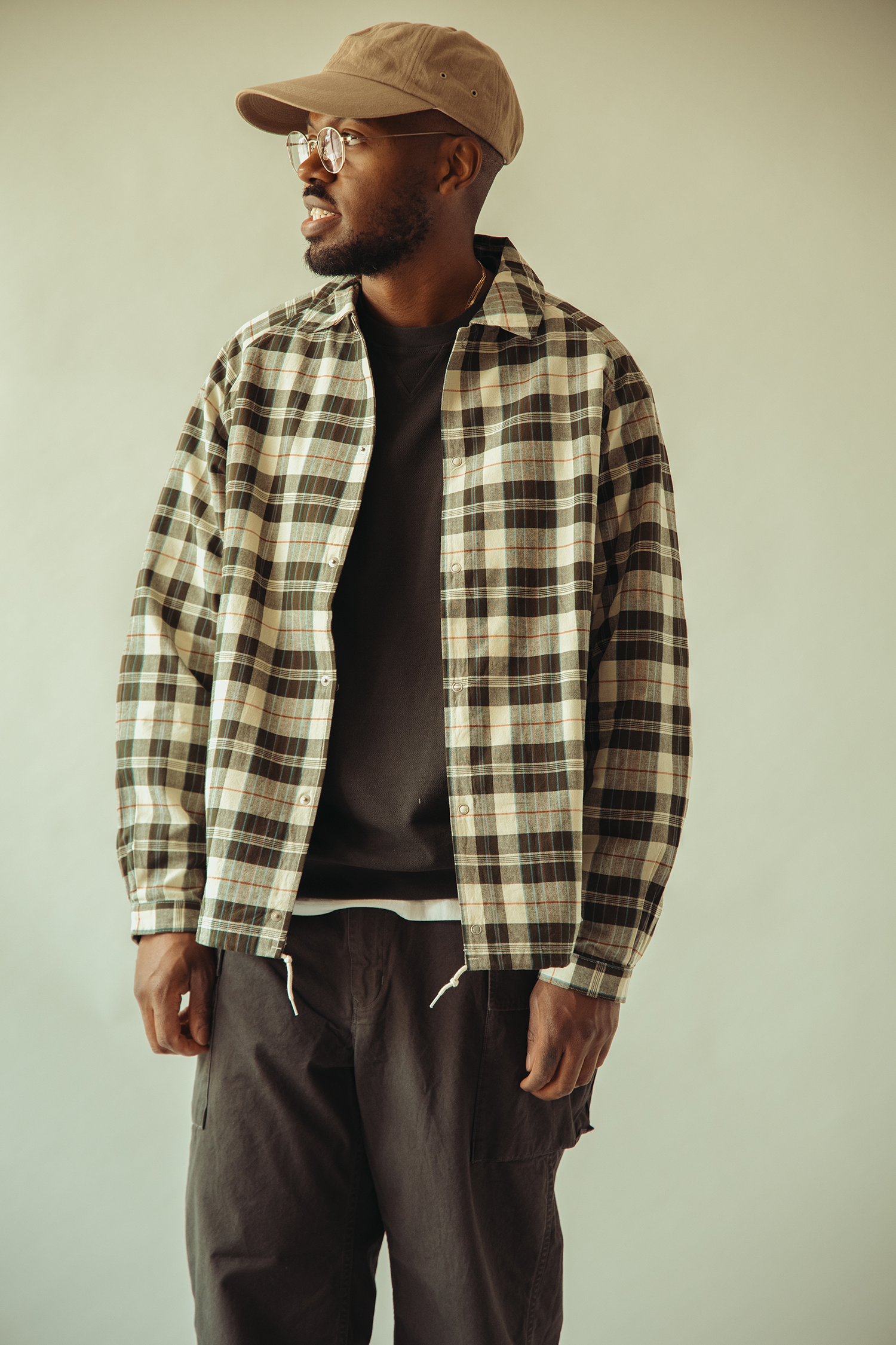 Phigvel - Madras Coach Jacket - Ecru/Olive - Canoe Club