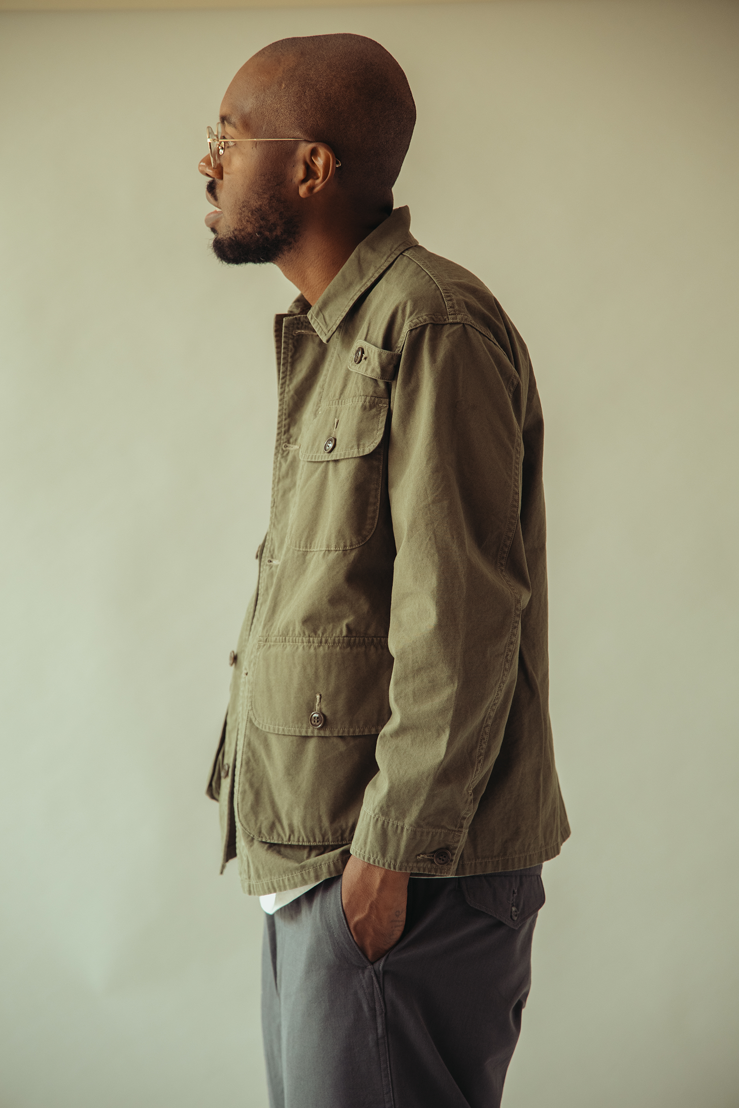 Phigvel - Poplin Cloth Utility Jacket - Faded Olive - Canoe Club
