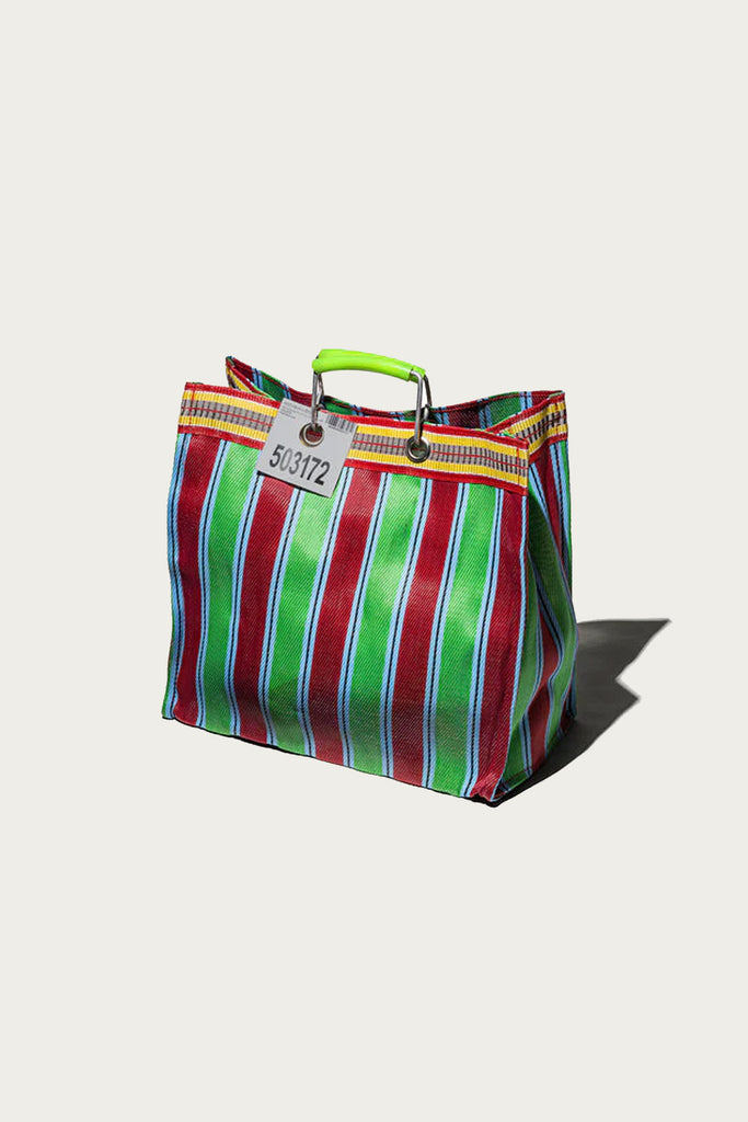 Puebco - Recycled Plastic Stripe Bag Square - Green/Red - Canoe Club