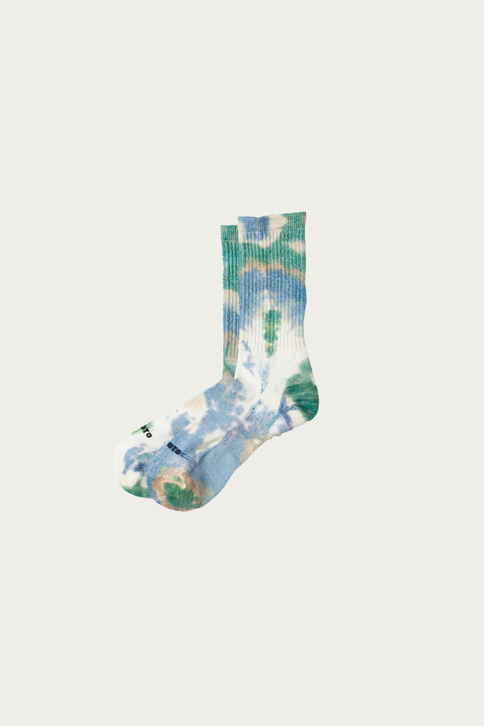 Rototo - All-Rounder Merino Crew Tie Dye - Green/Blue - Canoe Club