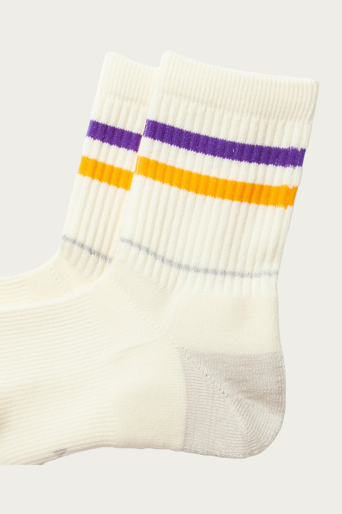 Rototo - Allrounder "2 Stripe Merino Crew" - Purple/Yellow - Canoe Club