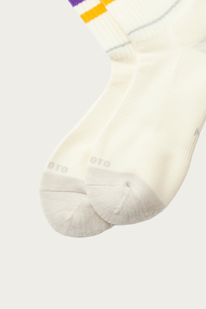 Rototo - Allrounder "2 Stripe Merino Crew" - Purple/Yellow - Canoe Club