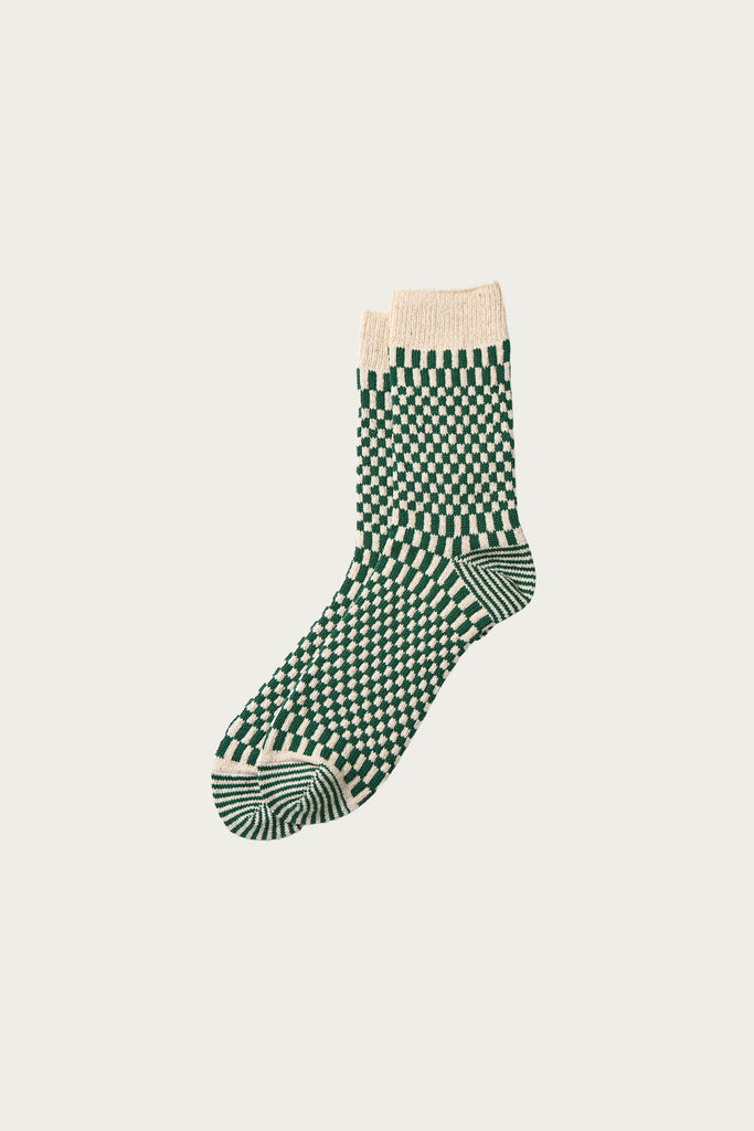 Rototo - Checkerboard Pattern Socks - Green - Canoe Club