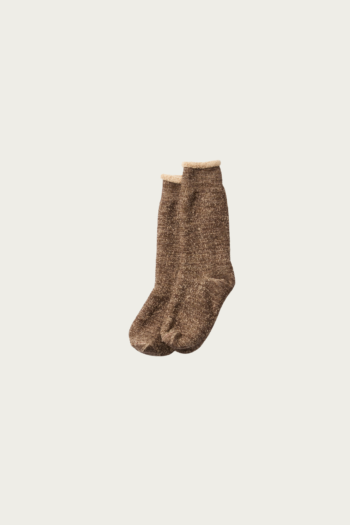 Rototo - Double Face Crew Socks "Merinowool & Brown OG" - Dark Brown / Brown - Canoe Club